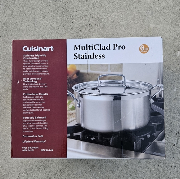 Cuisinart MultiClad Pro 6 Qt. Stainless Steel Stockpot. Dishwasher Safe. - Picture 1 of 5